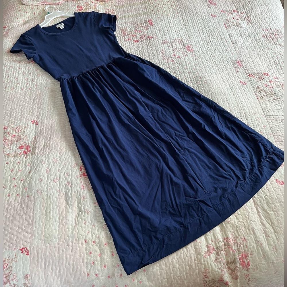J. Crew Factory Navy Blue Mixed Media/Mixy Dress